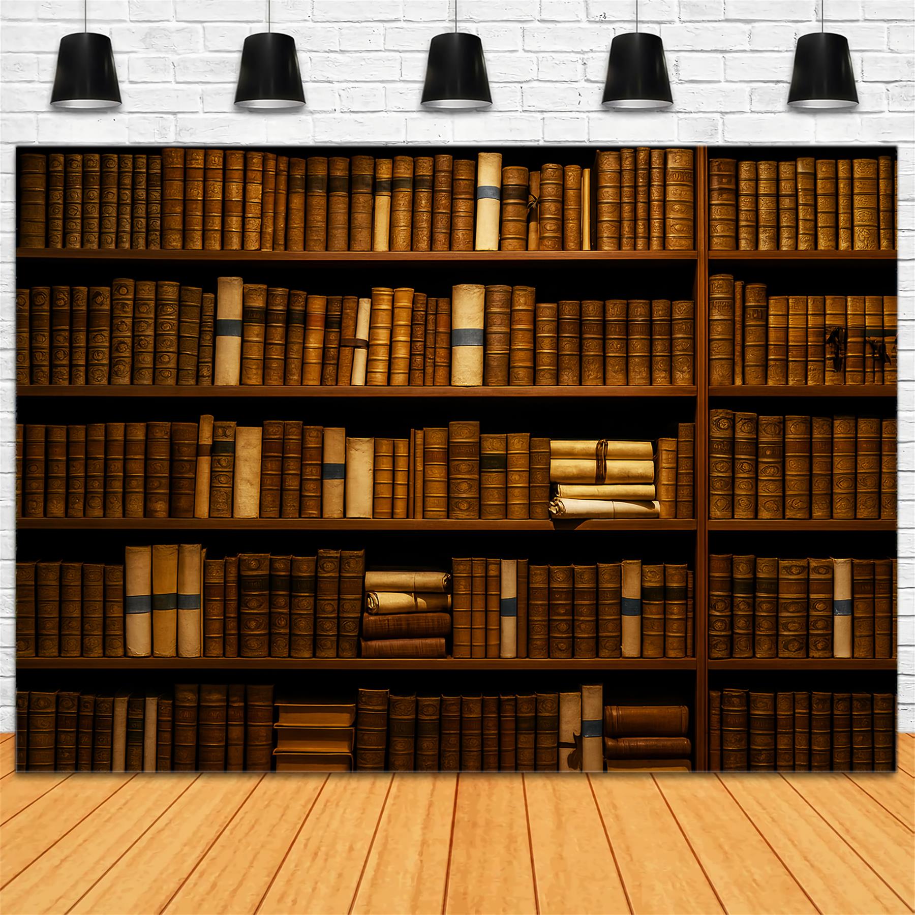Back To School Backdrop Vintage Leather Library Books School Picture Backdrop UK LXX59-214