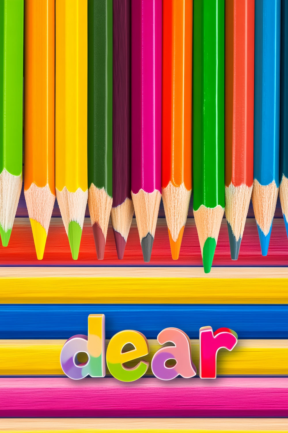 School Backdrop Rainbow Colored Pencil Rows Back To School Photo Backdrop UK LXX59-216