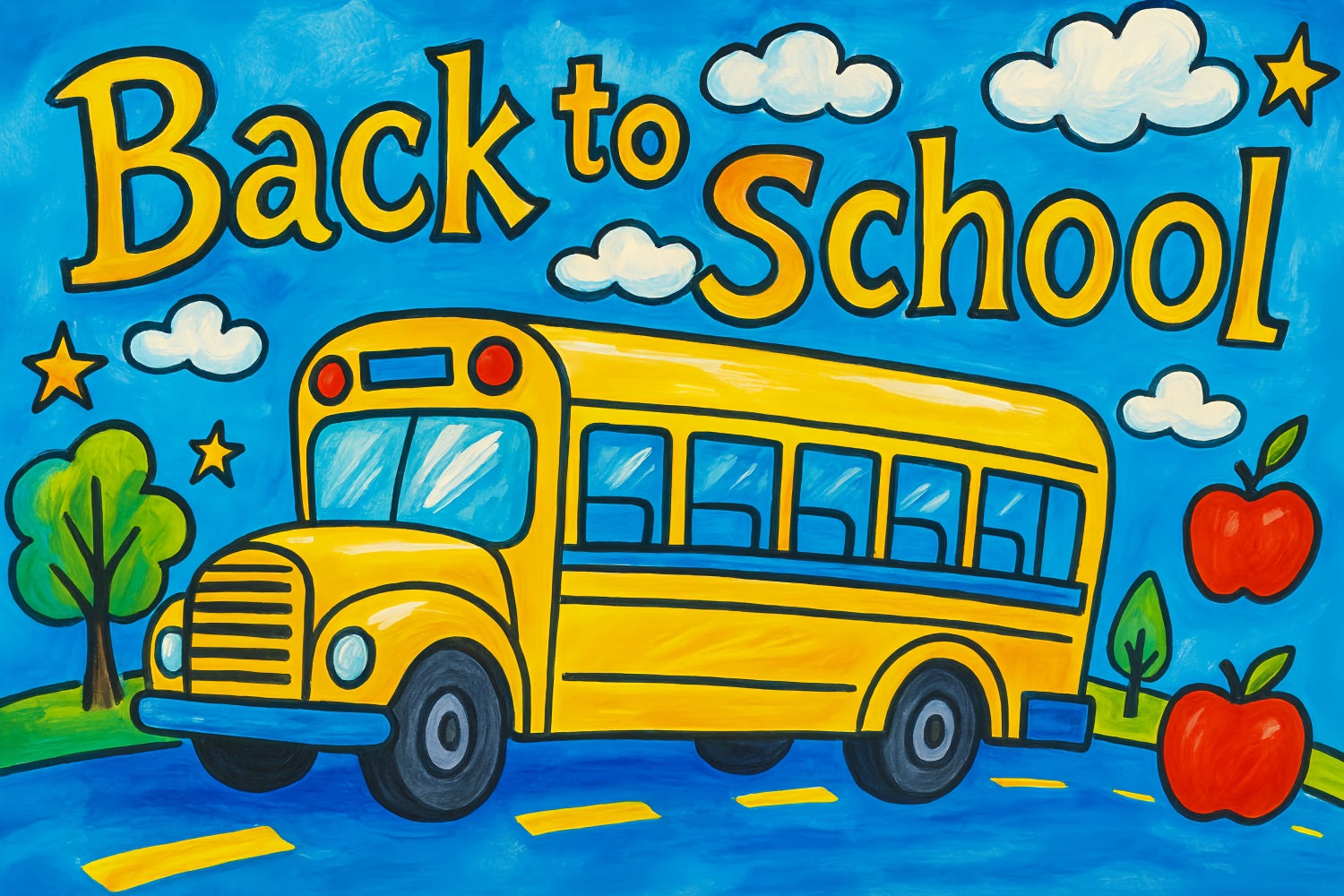 School Bus Backdrop Yellow School Bus Drawing Back To School Photo Backdrop UK LXX59-222