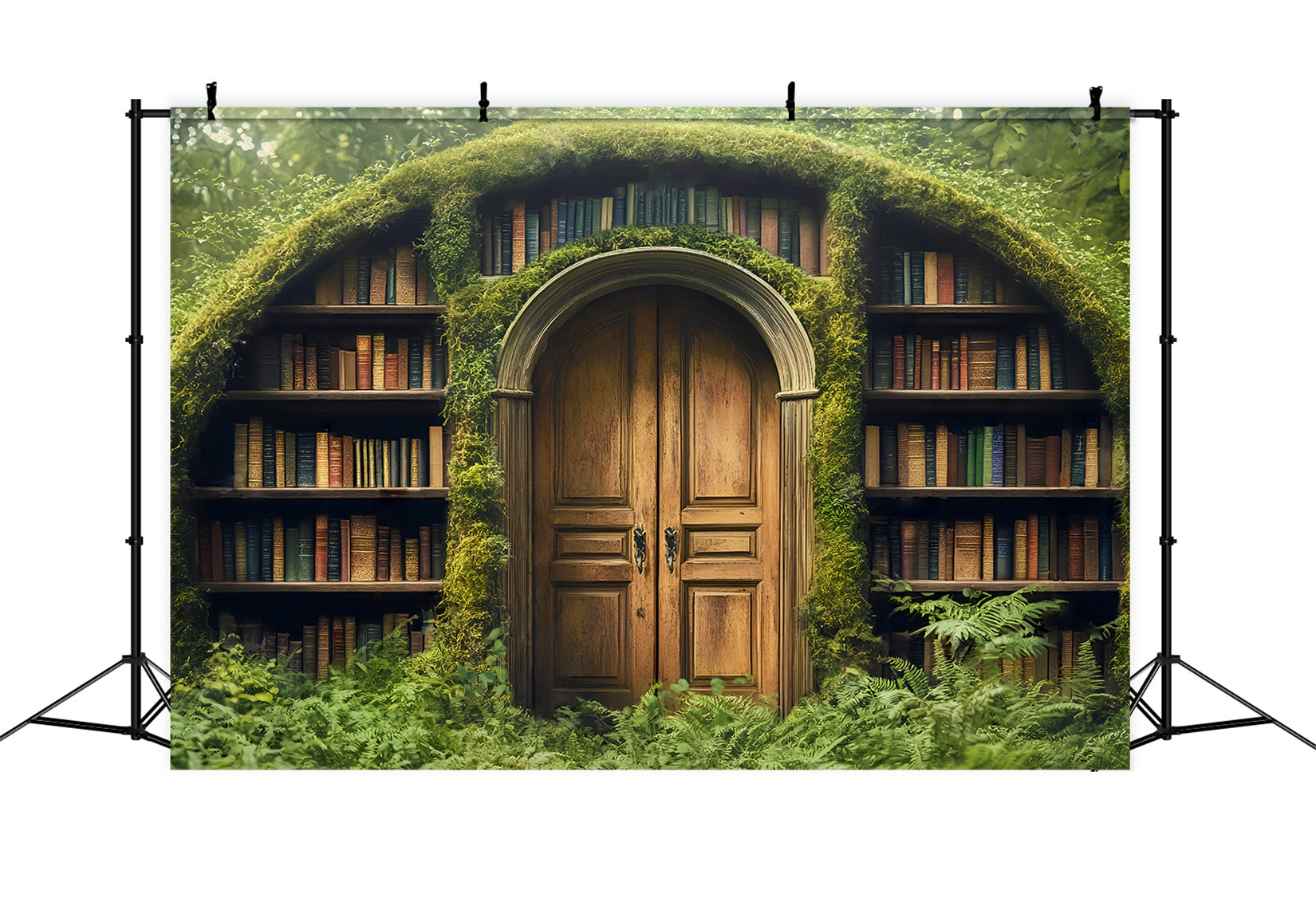 Back To School Backdrops Mossy Doorway Hidden Library School Picture Backdrop UK LXX59-226