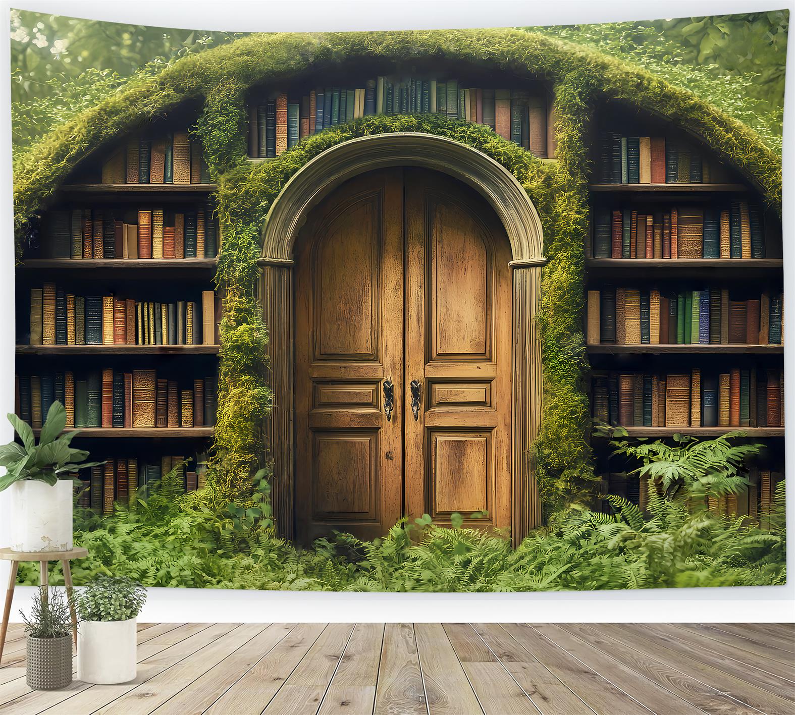 Back To School Backdrops Mossy Doorway Hidden Library School Picture Backdrop UK LXX59-226