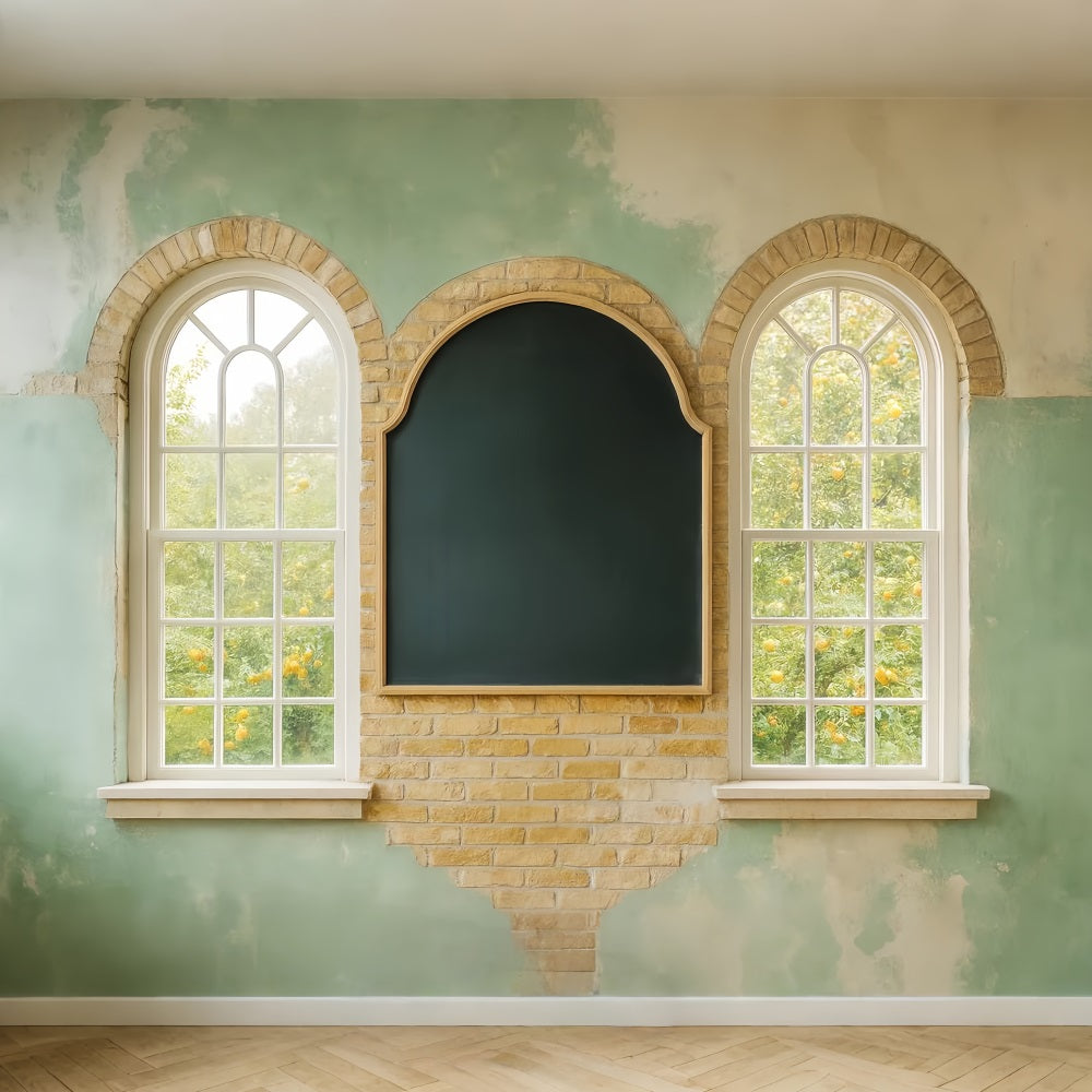 Back To School Backdrops Chalkboard Arched Window Wall School Classroom Backdrop UK LXX59-229