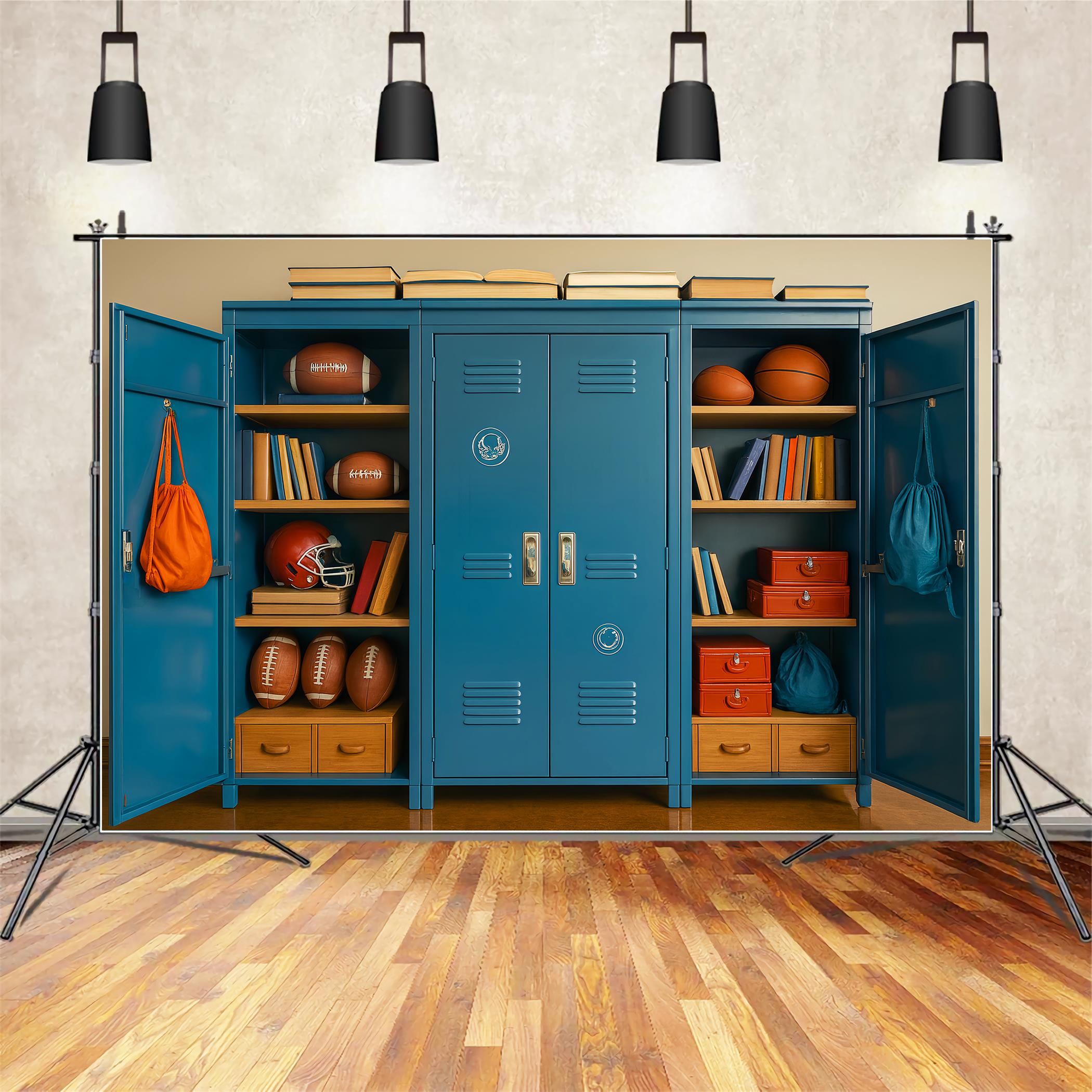 Back To School Backdrops Sports Locker Bookshelf Display School Locker Backdrop UK LXX59-230
