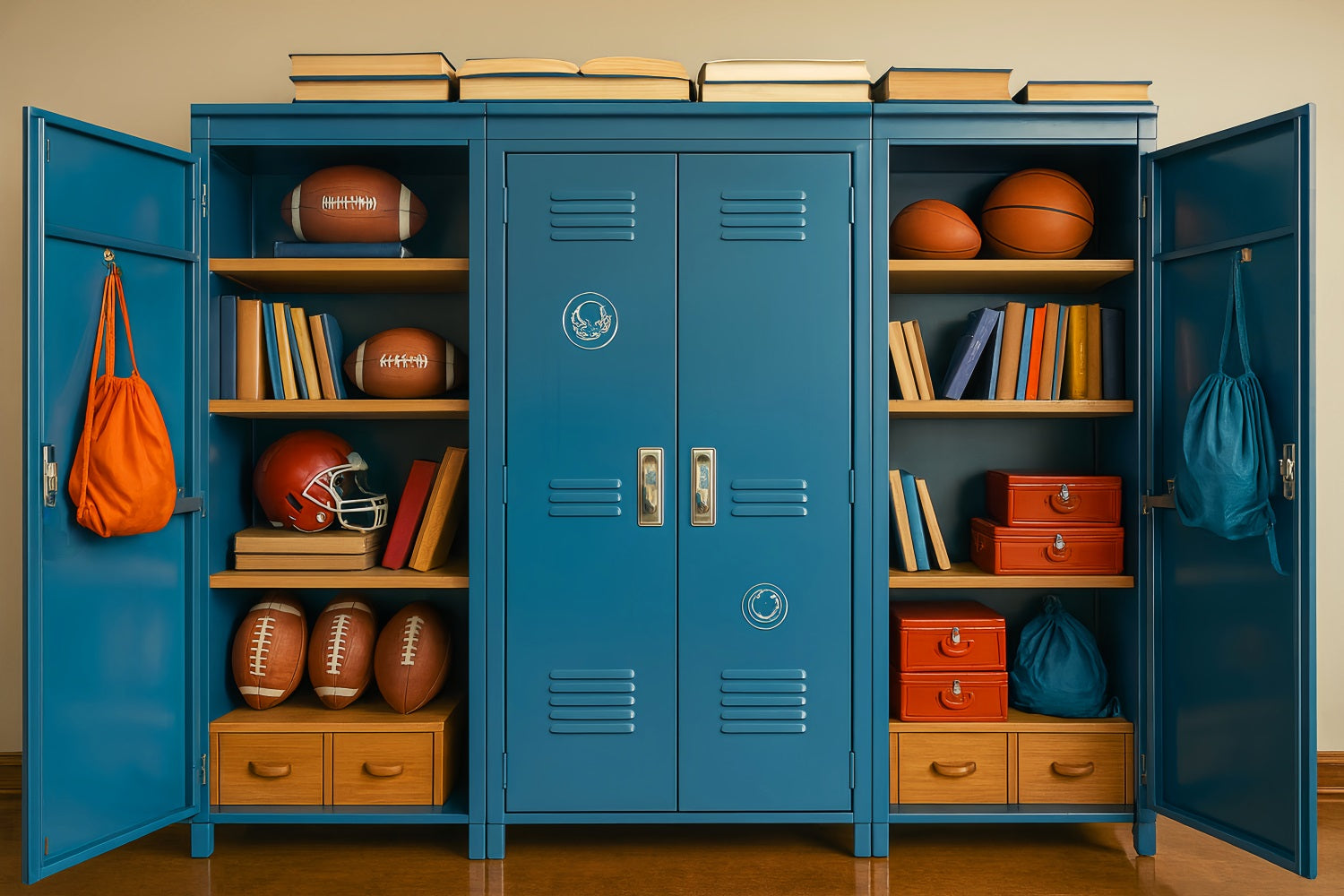 Back To School Backdrops Sports Locker Bookshelf Display School Locker Backdrop UK LXX59-230