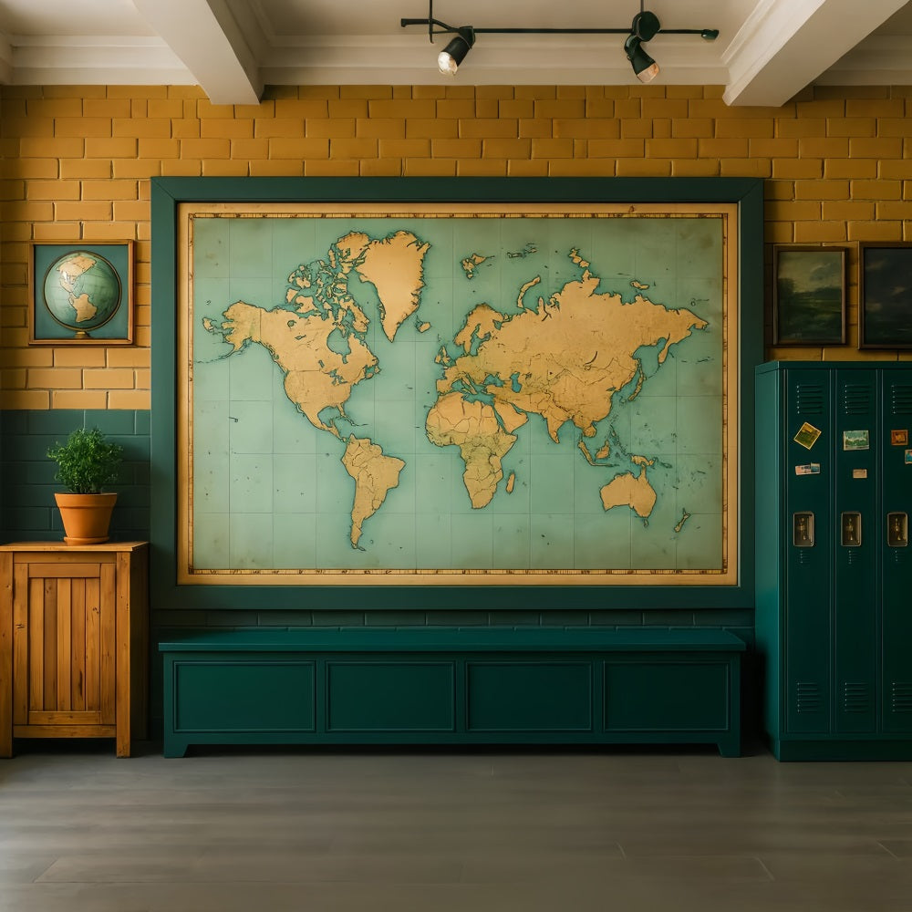 Back To School Backdrops World Map Classroom Wall School Classroom Backdrop UK LXX59-232