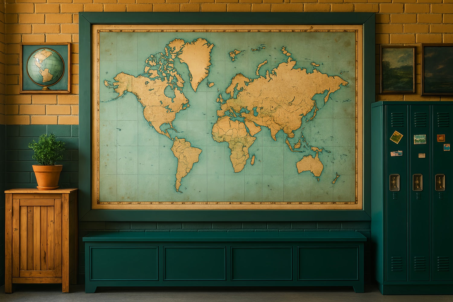 Back To School Backdrops World Map Classroom Wall School Classroom Backdrop UK LXX59-232