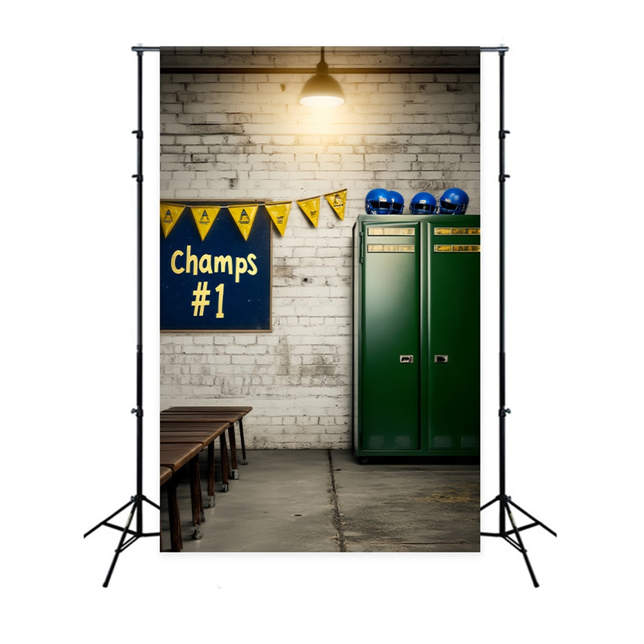 School Hallway Backdrop Locker Room Champs Banner Back To School Backdrop UK LXX59-233