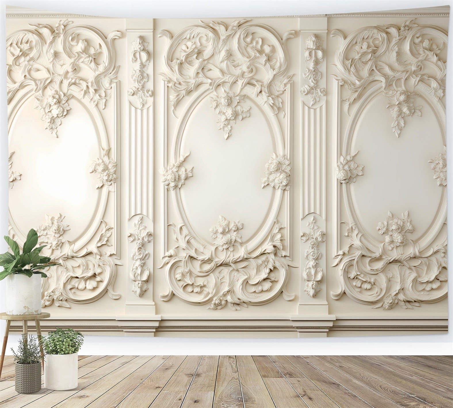 Abstract Backdrop Backdrop Ornate White Baroque Panel Photography Dance Backdrop UK LXX59-24