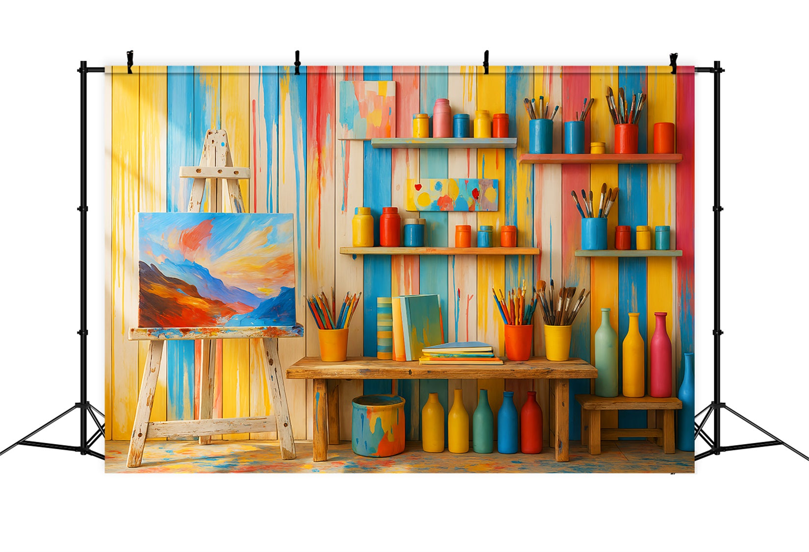 Preschool Photo Backdrops Colorful Art Supplies Studio Back To School Backdrop UK LXX59-251