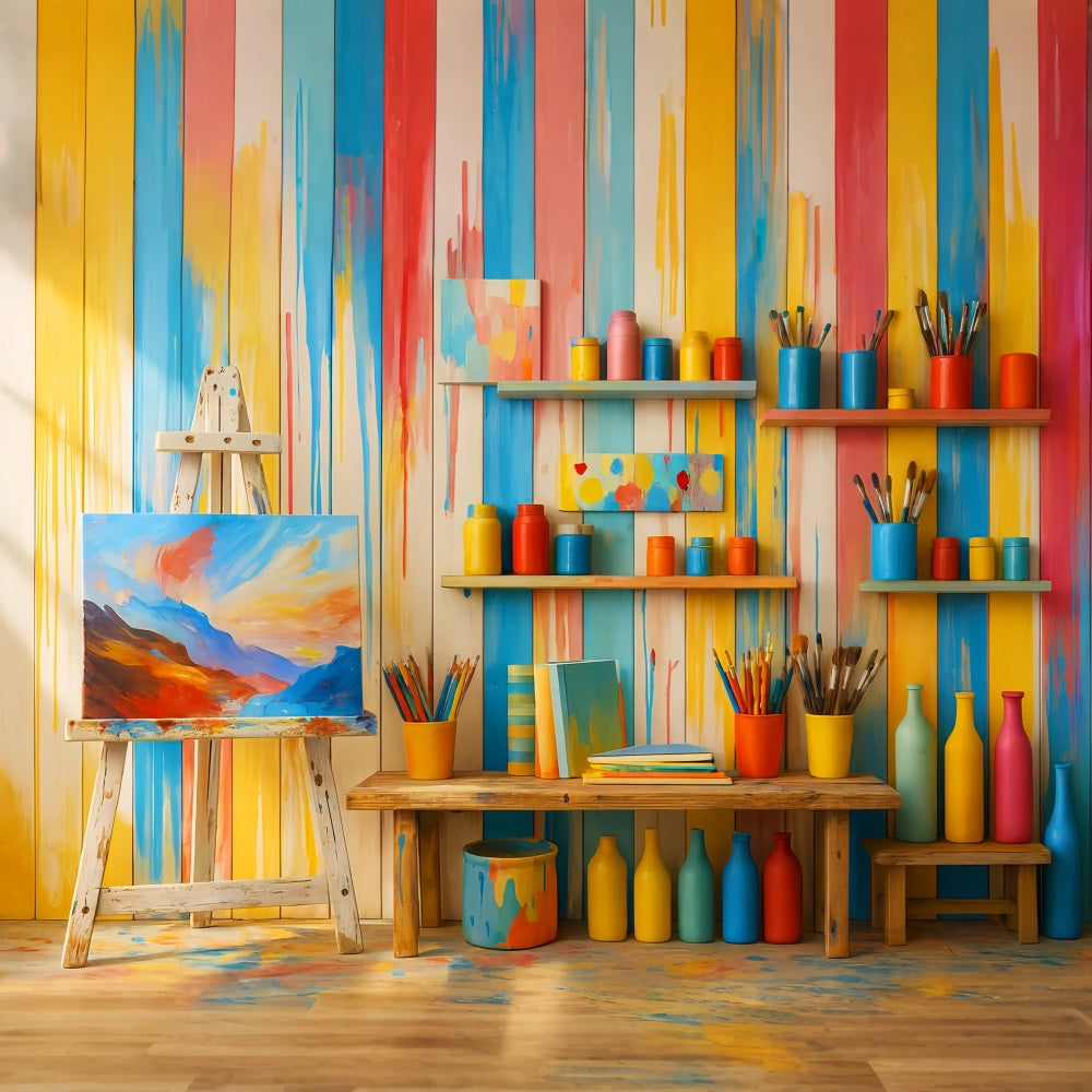 Preschool Photo Backdrops Colorful Art Supplies Studio Back To School Backdrop UK LXX59-251