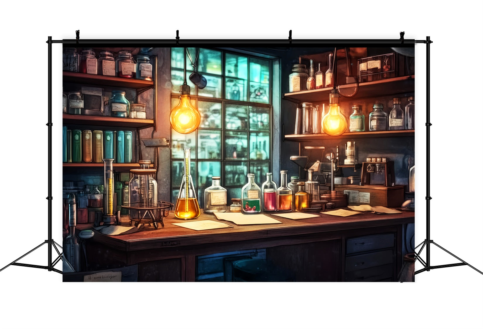 Chemistry Backdrop Rustic Chemistry Study Table Back To School Photo Backdrop UK LXX59-254