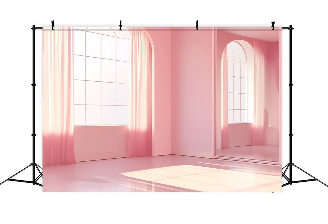 Dance Studio Backdrop Minimalist Pink Mirror Studio School Dance Backdrop UK LXX59-26