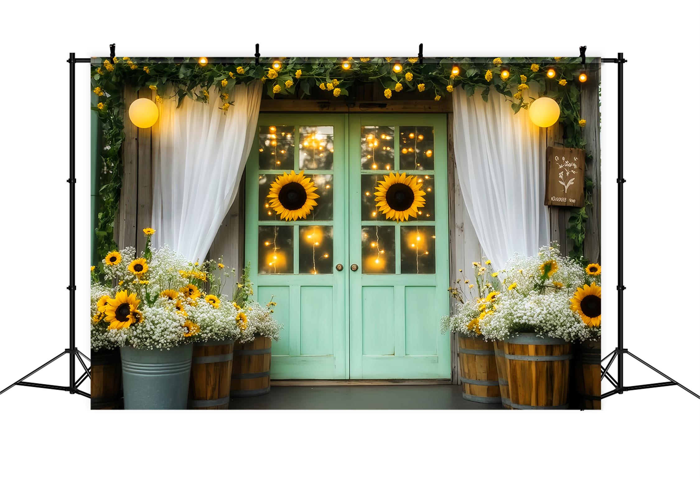 Fall Backdrop Golden Sunflower Lantern Entrance Autumn Fall Backdrop UK LXX59-265