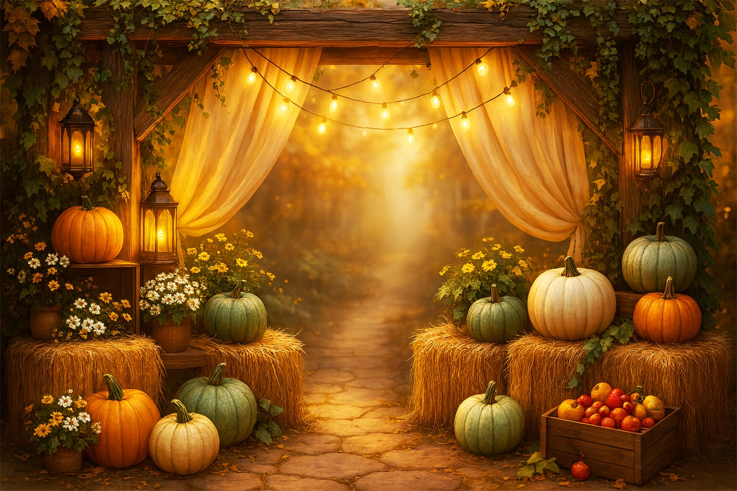 Fall Backdrop Rustic Pumpkin Patch Arrangement Fall Backdrop For Photos UK LXX59-267
