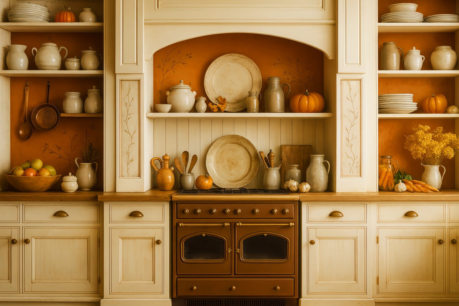 Kitchen Backdrop Rustic Fall Harvest Shelves Fall Photo Backdrop UK LXX59-273