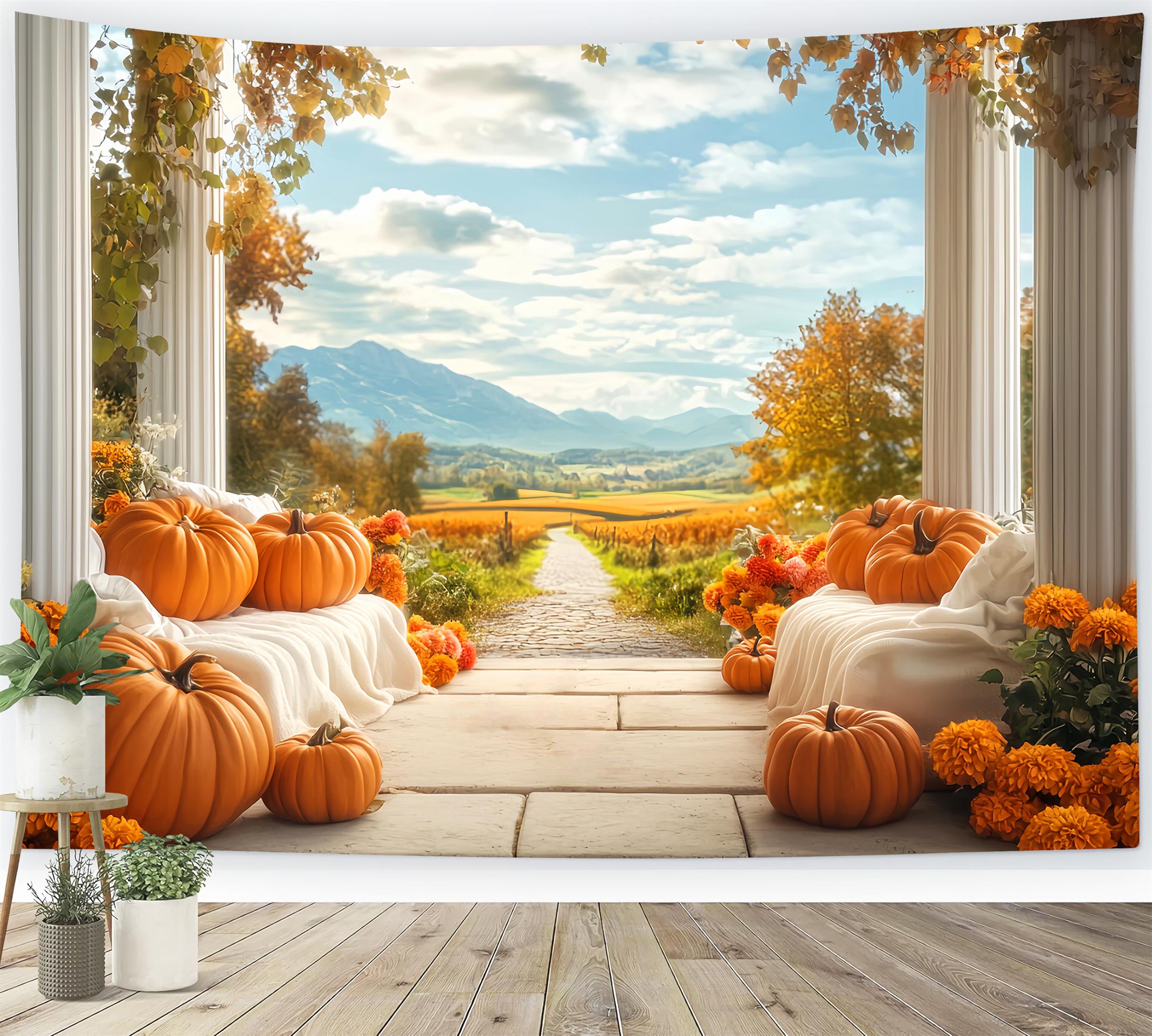 Rustic Backdrop Mountain View Fall Decor Autumn Backdrop for Pictures UK LXX59-277