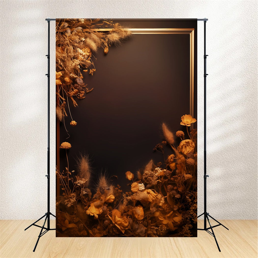 Abstract Backdrop Golden Frame Withered Flower Dance Backdrops UK LXX59-28