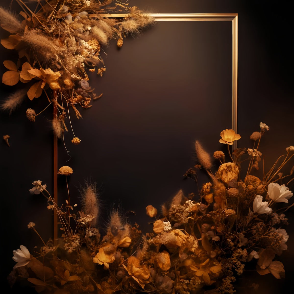 Abstract Backdrop Golden Frame Withered Flower Dance Backdrops UK LXX59-28