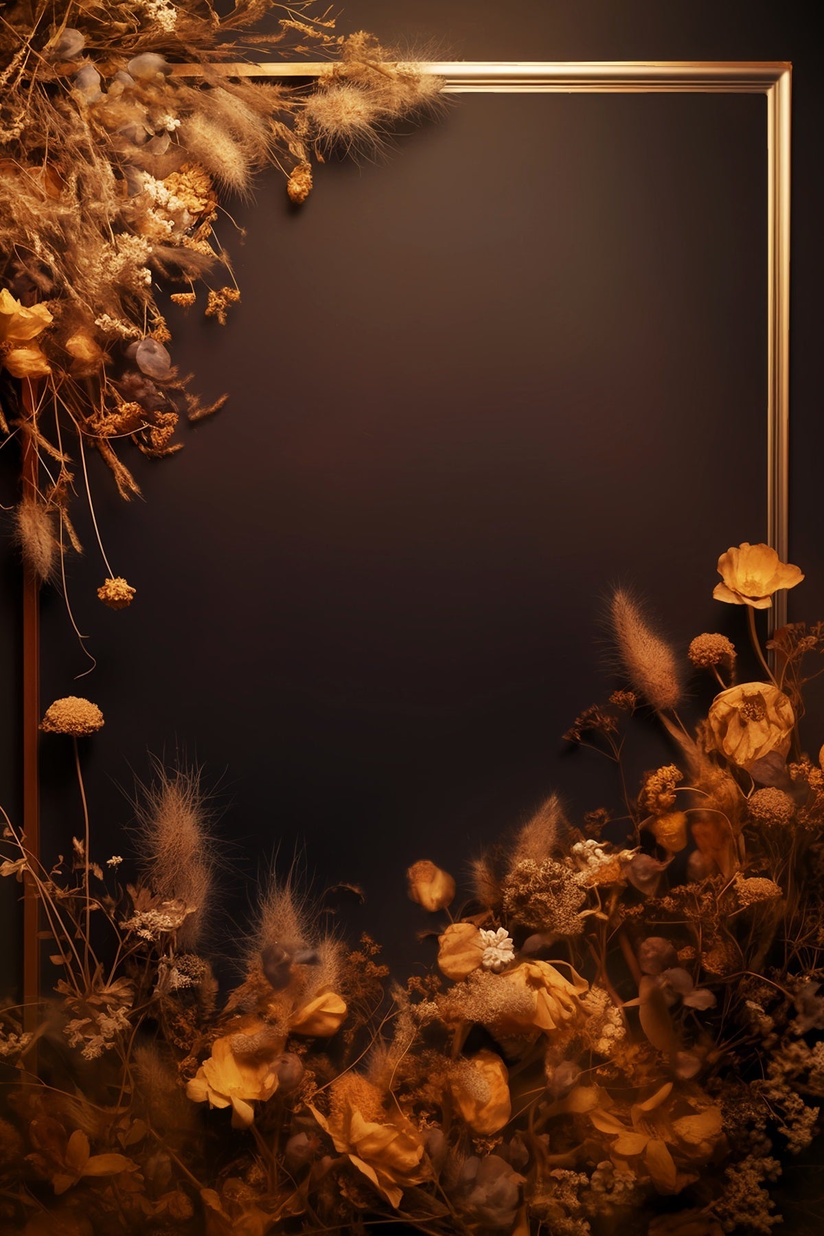 Abstract Backdrop Golden Frame Withered Flower Dance Backdrops UK LXX59-28