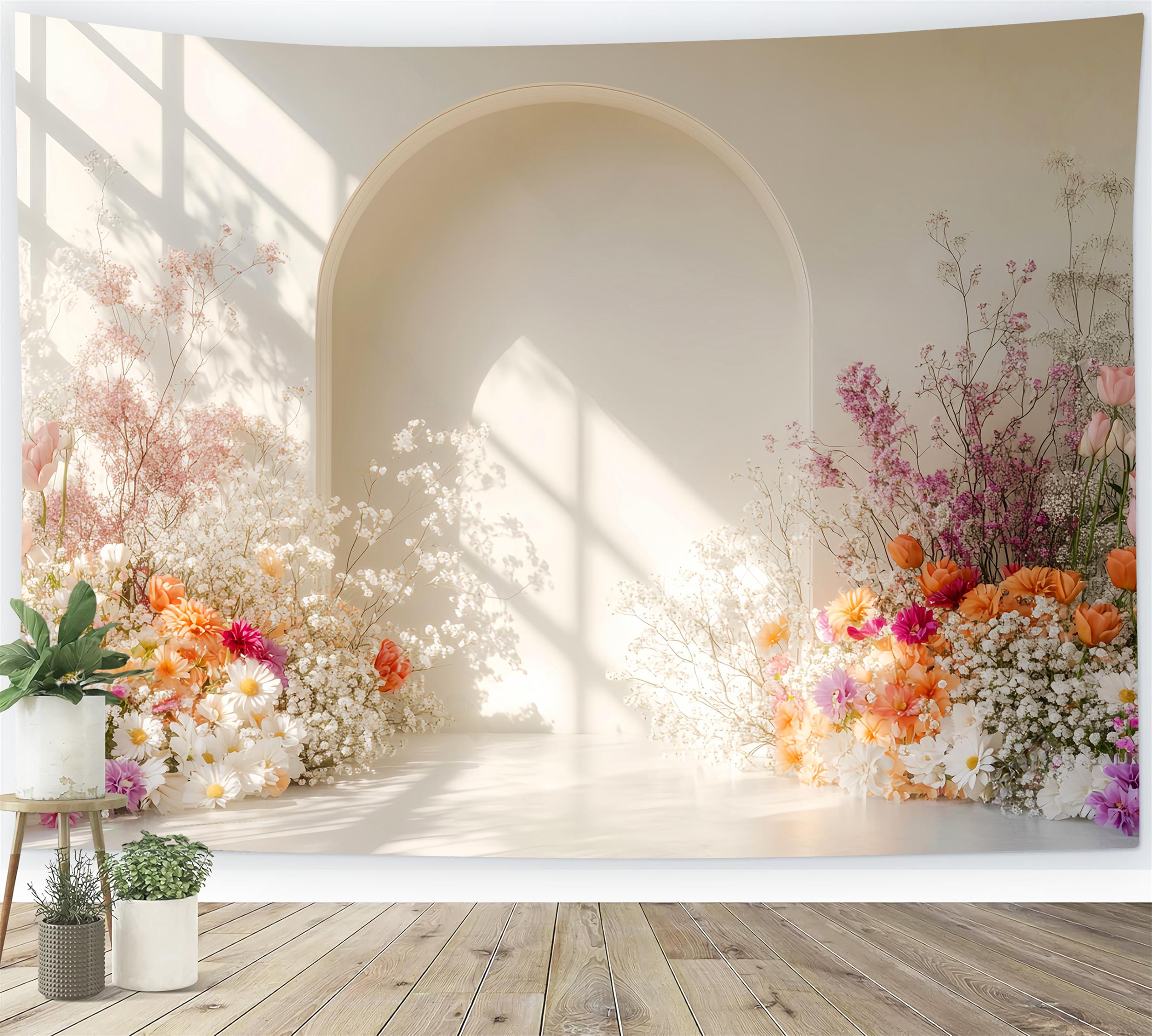 Fall Backdrop Bright Floral Bohemian Backdrop Autumn Photo Backdrops UK LXX59-280