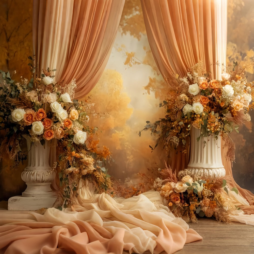 Fall Backdrop Vintage Floral Fall Archway Display Fall Backdrop for Photos UK LXX59-282