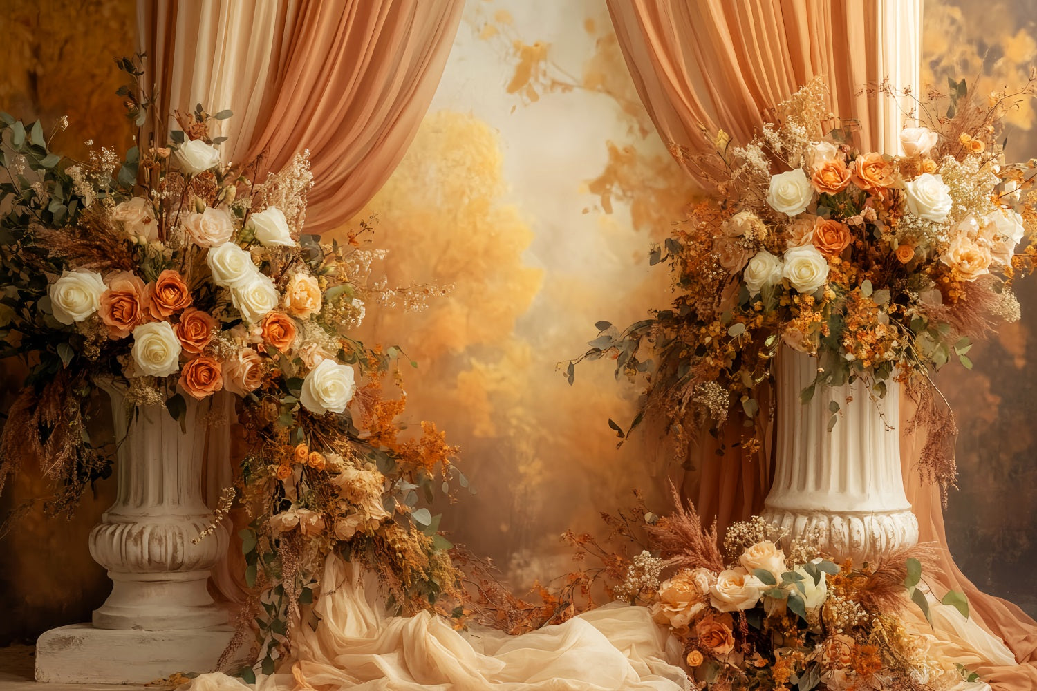 Fall Backdrop Vintage Floral Fall Archway Display Fall Backdrop for Photos UK LXX59-282