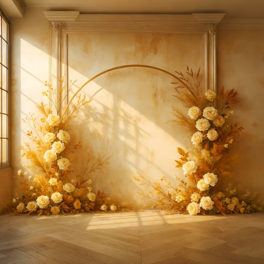 Fall Backdrop Golden Autumn Floral Arch Fall Photoshoot Backdrop UK LXX59-283