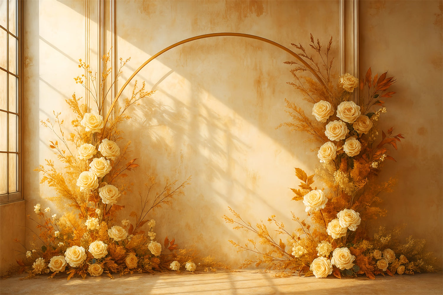Fall Backdrop Golden Autumn Floral Arch Fall Photoshoot Backdrop UK LXX59-283