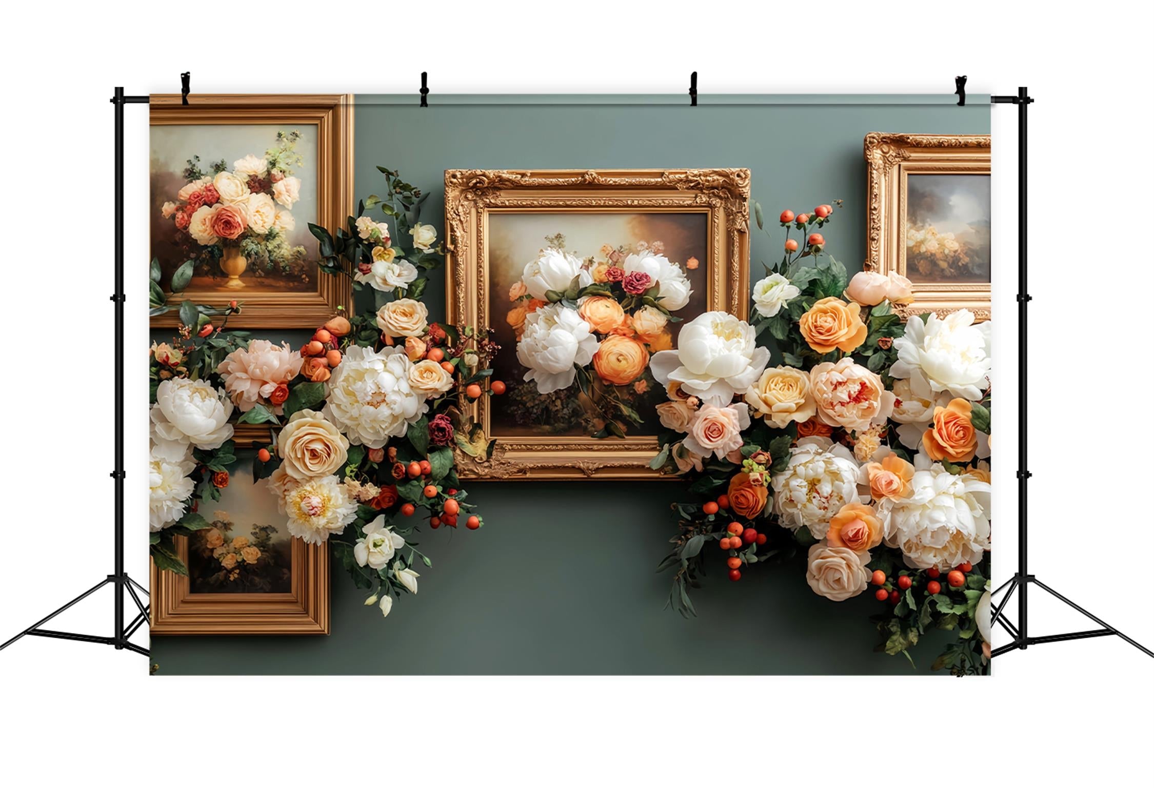 Fall Floral Backdrop Vintage Flower Art Frames Autumn Photo Backdrops UK LXX59-286