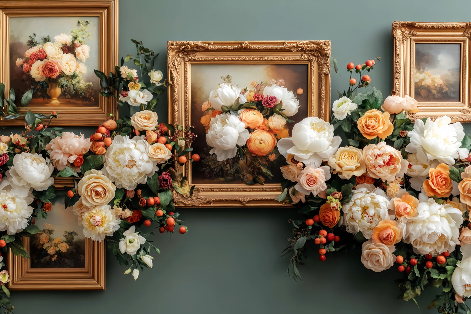 Fall Floral Backdrop Vintage Flower Art Frames Autumn Photo Backdrops UK LXX59-286