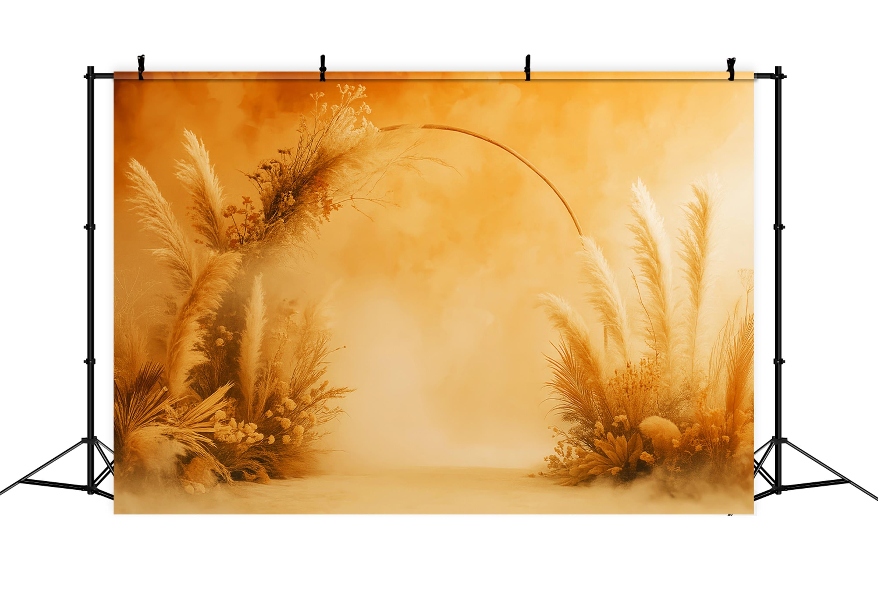 Boho Backdrop Golden Pampas Grass Archway Fall Backdrop for Pictures UK LXX59-293