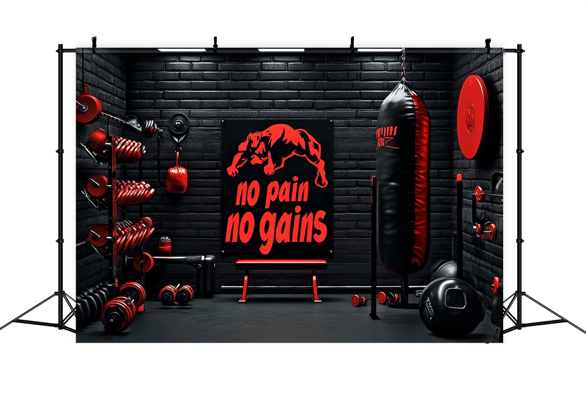 Sports Backdrop Boxing Gym Red Black Equipment Sports Backdrops for Photography UK LXX59-299