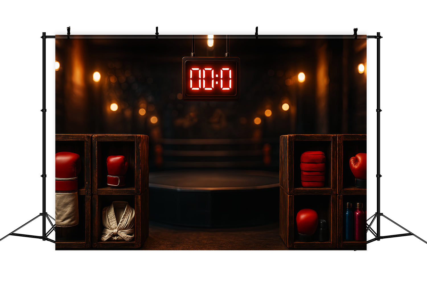Sports Backdrop Boxing Ring Countdown Moment Sports Backdrops for Photography UK LXX59-301