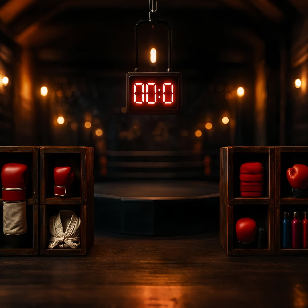 Sports Backdrop Boxing Ring Countdown Moment Sports Backdrops for Photography UK LXX59-301