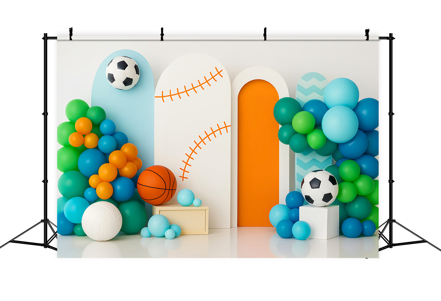 Sports Backdrop Colorful Balloon Sports Mix Sports Backdrops for Photography UK LXX59-302
