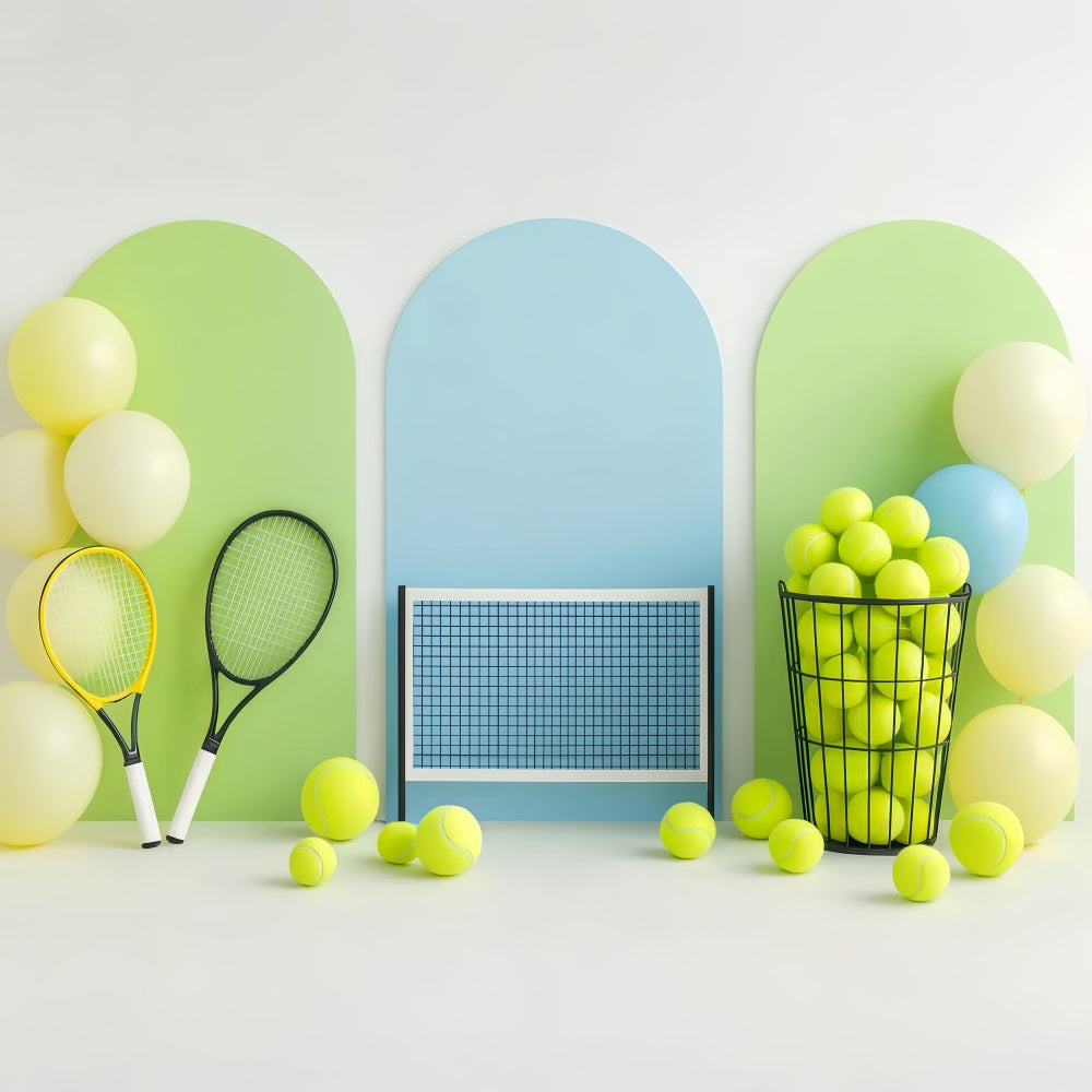 Sports Backdrop Bright Tennis Net Balloon Display Sports Backdrops UK LXX59-308