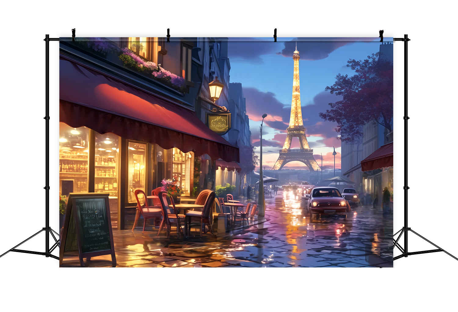 Paris Backdrop Paris Street Cafe Lights A Night in Paris Backdrop UK LXX59-31