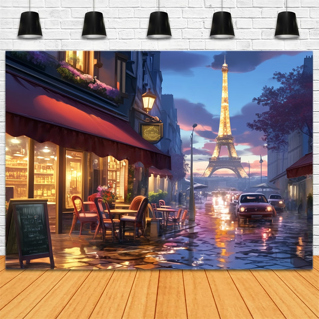 Paris Backdrop Paris Street Cafe Lights A Night in Paris Backdrop UK LXX59-31