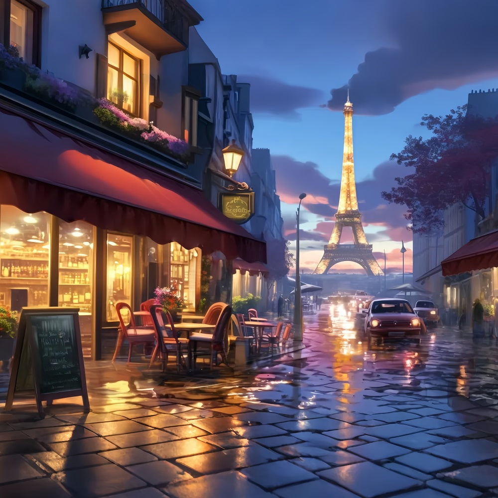 Paris Backdrop Paris Street Cafe Lights A Night in Paris Backdrop UK LXX59-31