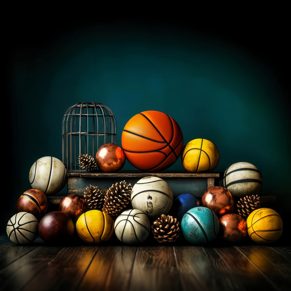 Sports Backdrop Basketball Variety Pinecones Display Basketball Backdrops UK LXX59-316