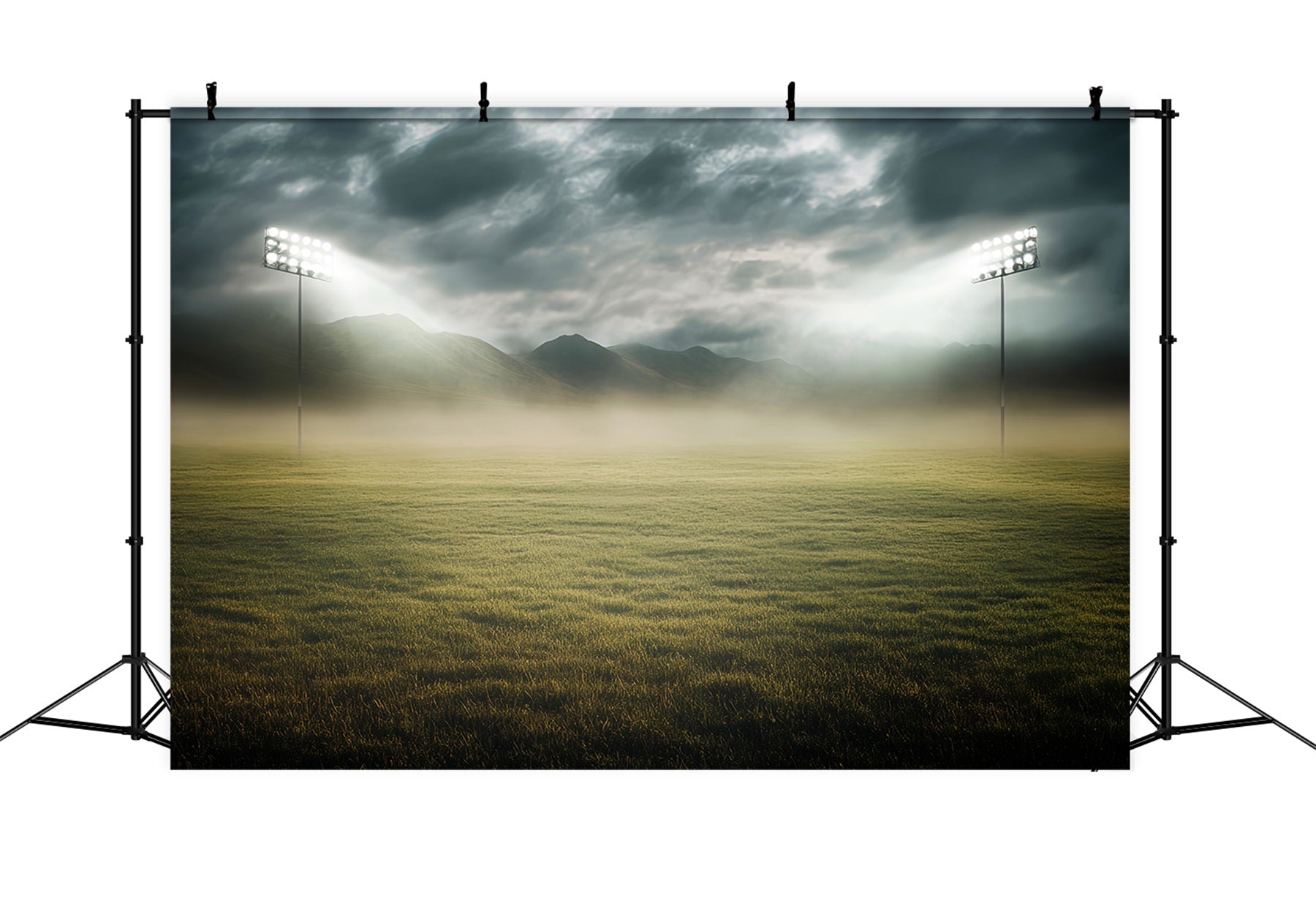 Sports Backdrop Floodlit Foggy Stadium Field Football Stadium Backdrop UK LXX59-324