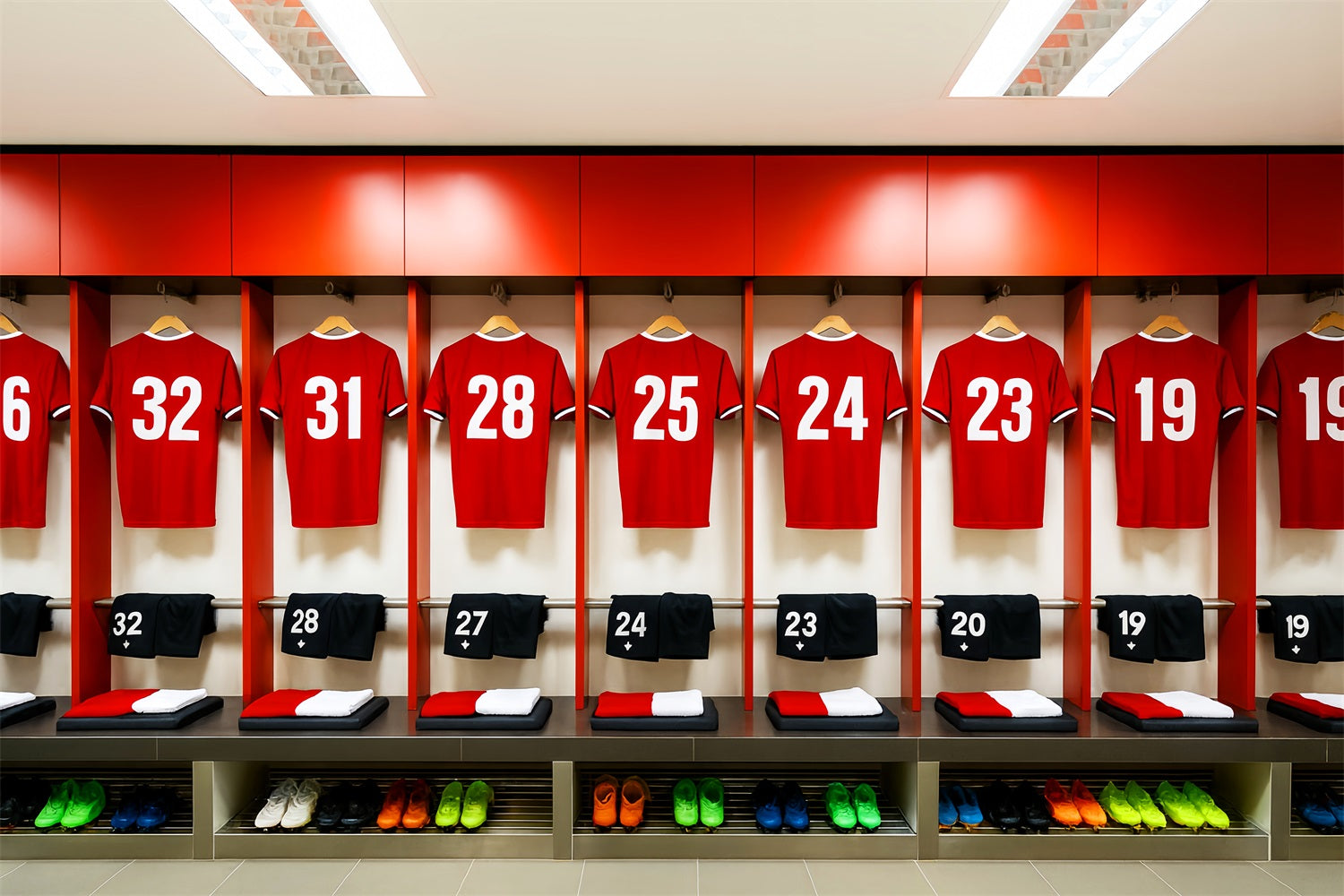 Soccer Backdrops Red Jersey Locker Room Row Sports Backdrops UK LXX59-325