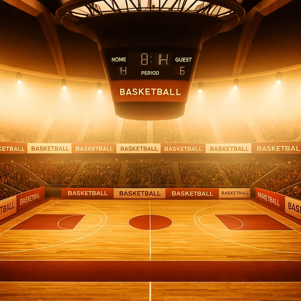 Basketball Backdrops Golden Glow Basketball Arena Sports Backdrop UK LXX59-327