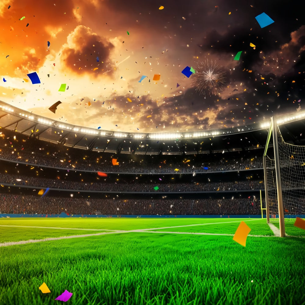 Soccer Backdrops Stadium Celebration Confetti Fireworks Football Stadium Backdrop UK LXX59-328