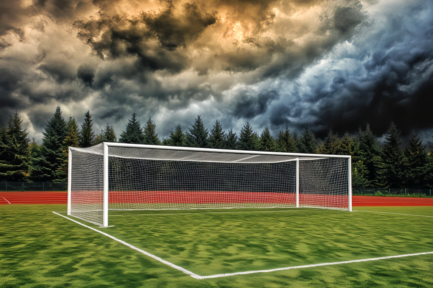 Soccer Backdrops Stormy Sky Soccer Goal Football Field Backdrop UK LXX59-332