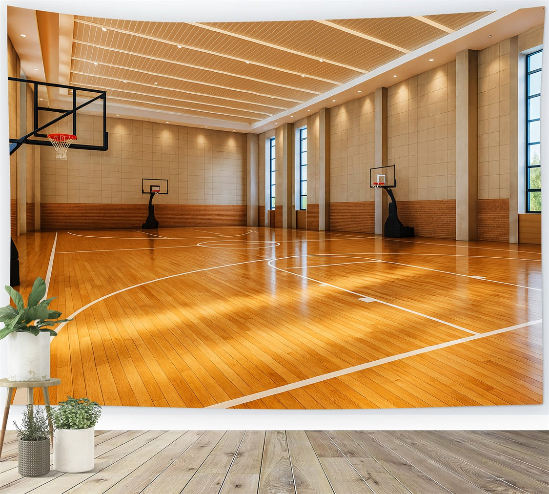 Basketball Backdrops Modern Indoor Basketball Court Soccer Backdrop UK LXX59-337