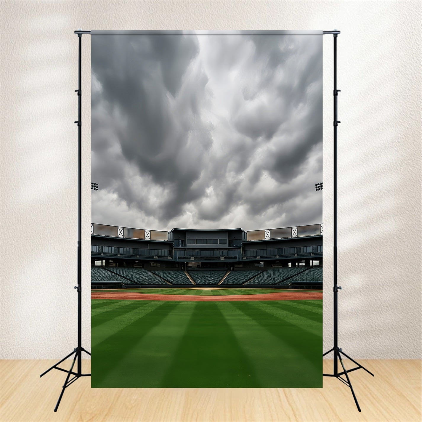 Sports Backdrop Empty Baseball Stadium Clouds Baseball Backdrop UK LXX59-338