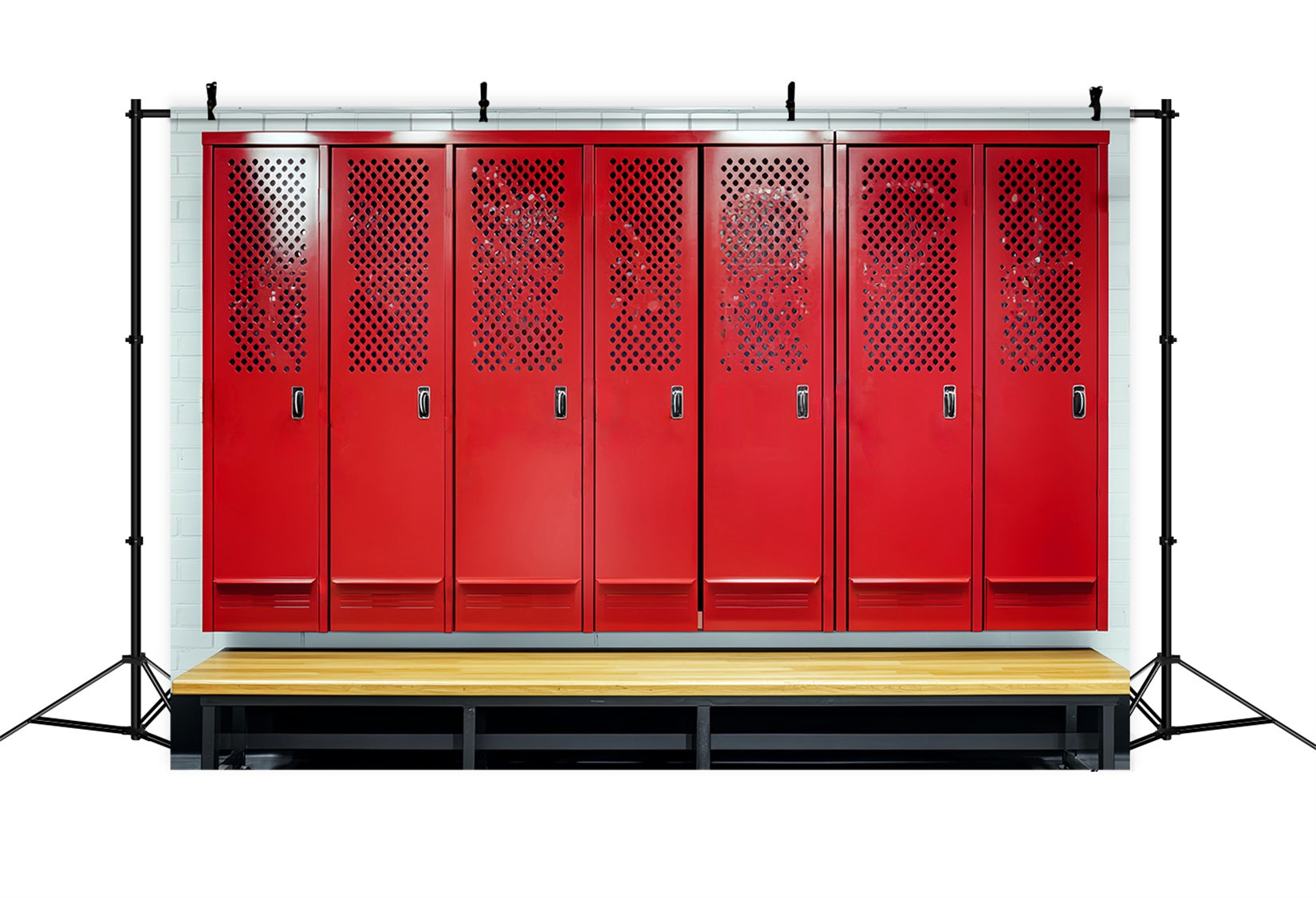 Sports Backdrop Red Locker Room Bench Sports Backdrops for Photography UK LXX59-347