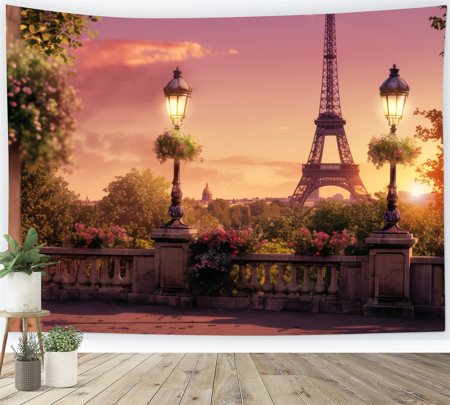 Paris Street Backdrops Eiffel Tower Sunset Balcony Paris Backdrop Ideas UK LXX59-40
