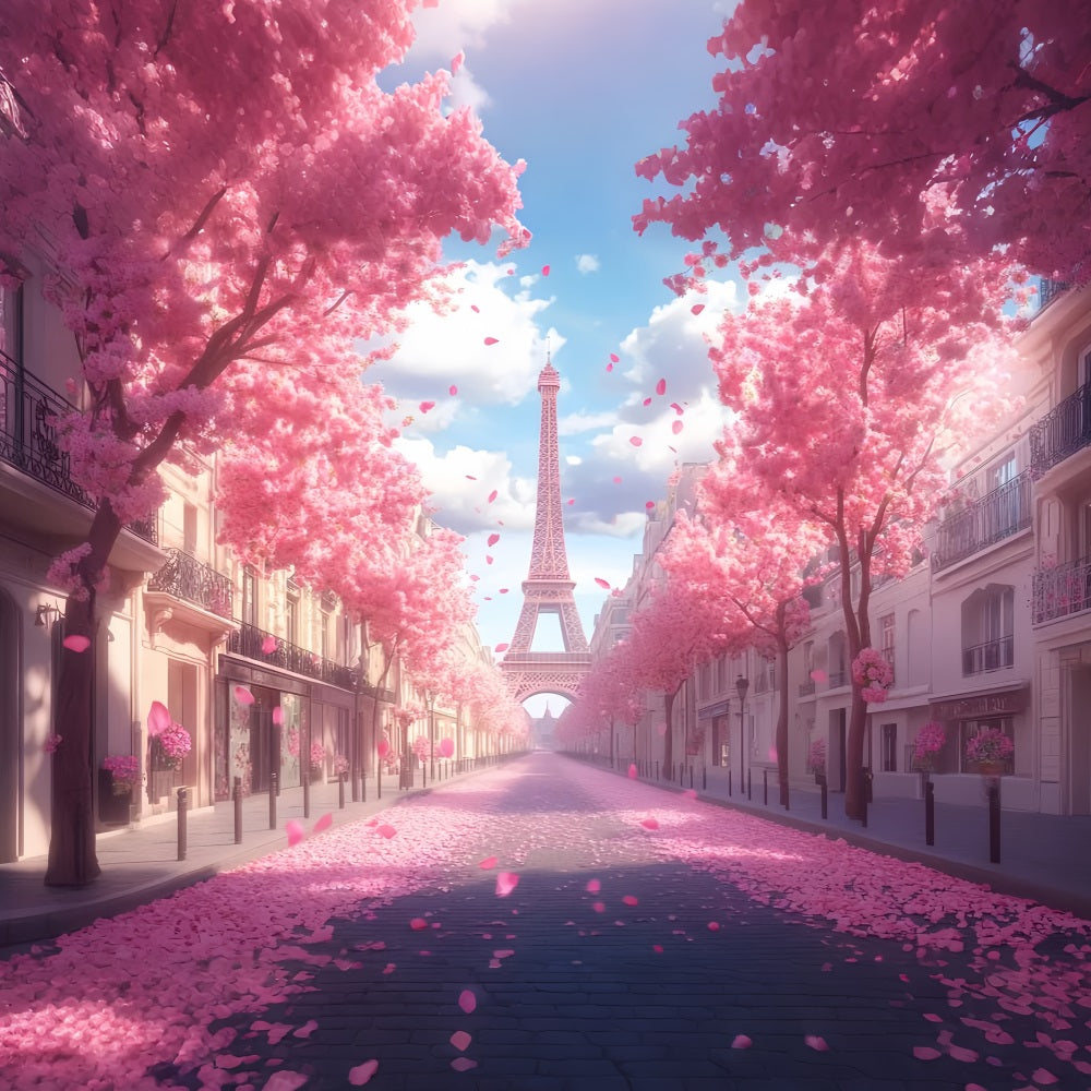 Paris Street Backdrops Eiffel Tower Cherry Blossom Street Paris Backdrops UK LXX59-41